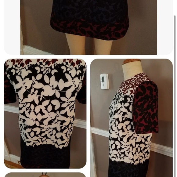 ⭐️Zara,Woman,Color Block-Print,Short Sleeve Dress,Burgundy/Navy/White,Size Small - Picture 10 of 14